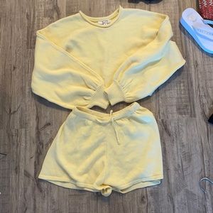 Yellow verge girl knit two piece set